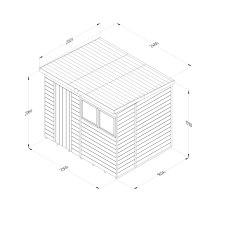 Technical drawing of Timberdale 8x6 pent shed