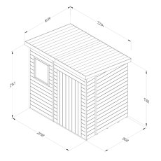 7x5 Forest Timberdale Tongue and Groove Pent Shed - dimensions