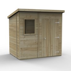 7x5 Forest Timberdale Tongue and Groove Pent Shed - isolated angle view, doors closed