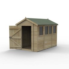 10x6 Forest Timberdale Tongue and Groove Apex Shed - isolated angle view, doors open