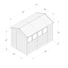 Technical drawing of Timberdale 10x6 apex shed with dimensions