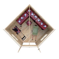 10x10 Shire Murrow Tongue and Groove Corner Shed - in situ, top view