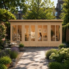 Shire Alora 16x6 Pent Summerhouse - in situ, angle view