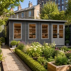 Shire Dahlia 12 x 6 Pent Summerhouse - in situ, angle view
