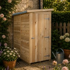 6x3 Shire Value Overlap Pent Shed - in situ, angle view