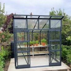 Elite Edge 600 6x8 Pent Roof Greenhouse - in powder coated anthracite grey