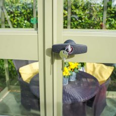 Elite Edge 600 6x8 Pent Roof Greenhouse  - door lock with keys in olive