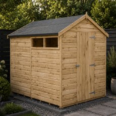 Shire Sherburn Shiplap Apex 8 X 6 Shed - in situ, angle view