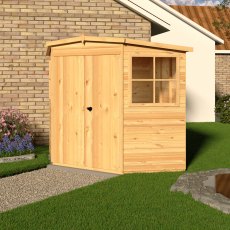 7 x 7 Shire Murrow Tongue And Groove Premium Corner Shed - in situ, angle view