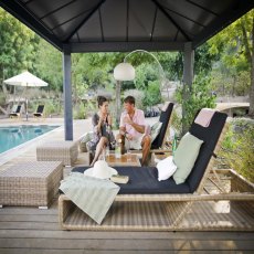 12 x 14 Palram Canopia Dallas Grey Garden Gazebo - relaxing under the gazebo