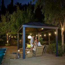 12 x 16 Palram Canopia Dallas Grey Garden Gazebo - insitu in the dark