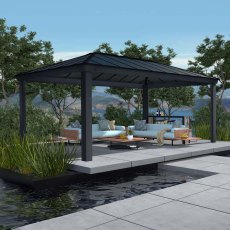 12 x 20 Palram Canopia Dallas Grey Garden Gazebo - in situ