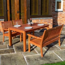 Rowlinson Willington Rectangular Table With 2 Square Seats & Rectangular Seat Dining Set - in situ