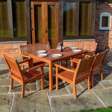 Rowlinson Willington Rectangular Table With 4 Chairs and Bench Dining Set - in situ
