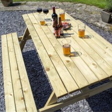Rowlinson Premium Heavy Duty Picnic Table 1.8m - in situ, side