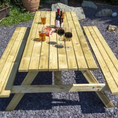 Rowlinson Premium Heavy Duty Picnic Table 1.8m - in situ front