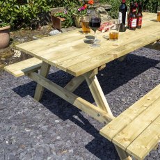Rowlinson Premium Heavy Duty Picnic Table 1.8m - in situ, side view