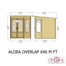 Shire Alora 6 x 6 Pent Summerhouse - dimensions