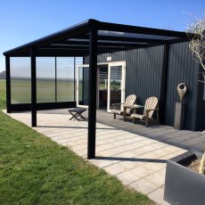 13 X 8 (4.0m X 2.5m) Deponti Bosco Veranda Black - in situ, side angle