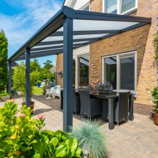 13 X 8 (4.0m X 2.5m) Deponti Bosco Veranda Black - in situ, side angle view