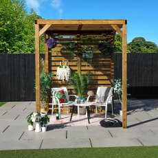 7 X 7 (2.0m X 2.0m) Mercia Modern Wooden Pergola - Pressure Treated - in situ, front view