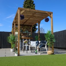13 X 7 (4.0m X 2.0m) Mercia Modern Wooden Pergola - Pressure Treated - in situ, back angle view