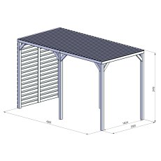 13 X 7 (4.0m X 2.0m) Mercia Modern Wooden Pergola - Pressure Treated - dimensions