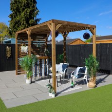 13 X 7 (4.0m X 2.0m) Mercia Modern Wooden Pergola - Pressure Treated - in situ, angle view
