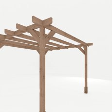 10 x 10 (3.0m x 3.0m) Mercia Traditional Wooden Pergola - Pressure Treated - isolated corner view