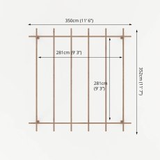 10 x 10 (3.0m x 3.0m) Mercia Traditional Wooden Pergola - Pressure Treated - footprint