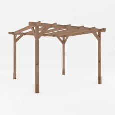 10 x 10 (3.0m x 3.0m) Mercia Traditional Wooden Pergola - Pressure Treated - isolated side view