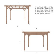 10 x 10 (3.0m x 3.0m) Mercia Traditional Wooden Pergola - Pressure Treated - dimensions
