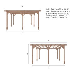 13 x 13 (4.0m x 4.0m) Mercia Traditional Wooden Pergola - Pressure Treated - dimensions