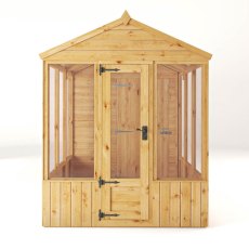 12 X 6 Mercia Woodsman Glass Combi Greenhouse With Shed - isolated, front view