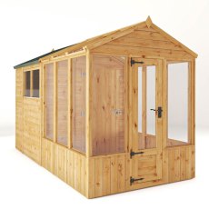 12 X 6 Mercia Woodsman Glass Combi Greenhouse With Shed - isolated
