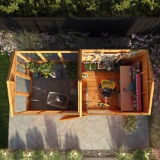 12 X 6 Mercia Woodsman Glass Combi Greenhouse With Shed - in situ, top view