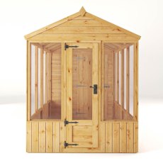 14 x 6 Mercia Woodsman Glass Combi Greenhouse With Shed - isolated front