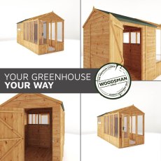 14 x 6 Mercia Woodsman Glass Combi Greenhouse With Shed - modular