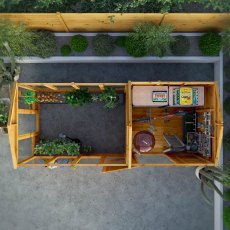 14 x 6 Mercia Woodsman Glass Combi Greenhouse With Shed - in situ, top view