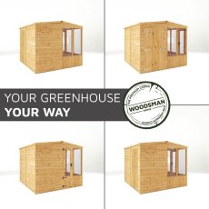 8 X 8 Mercia Woodsman Glass Combi Greenhouse With Shed - modular
