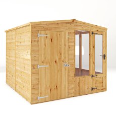 8 X 8 Mercia Woodsman Glass Combi Greenhouse With Shed - isolated angle view