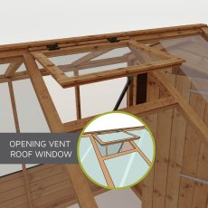 8 X 8 Mercia Woodsman Glass Combi Greenhouse With Shed - roof