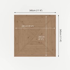 Mercia 10x10 wooden gazebo footprint diagram with measurements and layout details