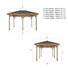 10 x 13 Mercia Traditional Wooden Gazebo - Pressure Treated - dimensions