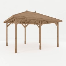 Mercia traditional wooden gazebo 10x13 angled view showing open-sided timber frame