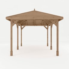 10x13 timber gazebo perspective view highlighting sturdy wooden posts and roof