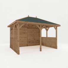 10 X 13 (3m X 4m) Mercia Traditional Wooden Gazebo With Side Panels - Pressure Treated - isolated