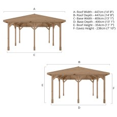 Mercia 13x13 wooden gazebo dimensions diagram with measurements and layout details