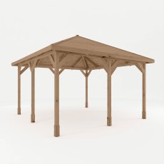 Mercia traditional wooden gazebo 13x13 angled view showing open timber frame design