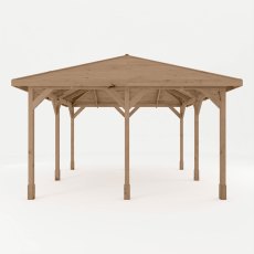 Mercia 13x13 wooden gazebo front view showing spacious open-sided garden shelter